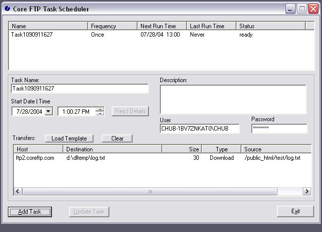 set frequency of transfers